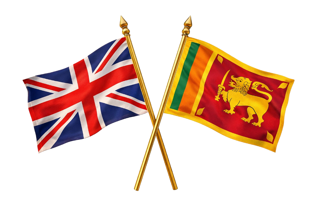 Sri Lanka and United Kingdom flags. SLWA